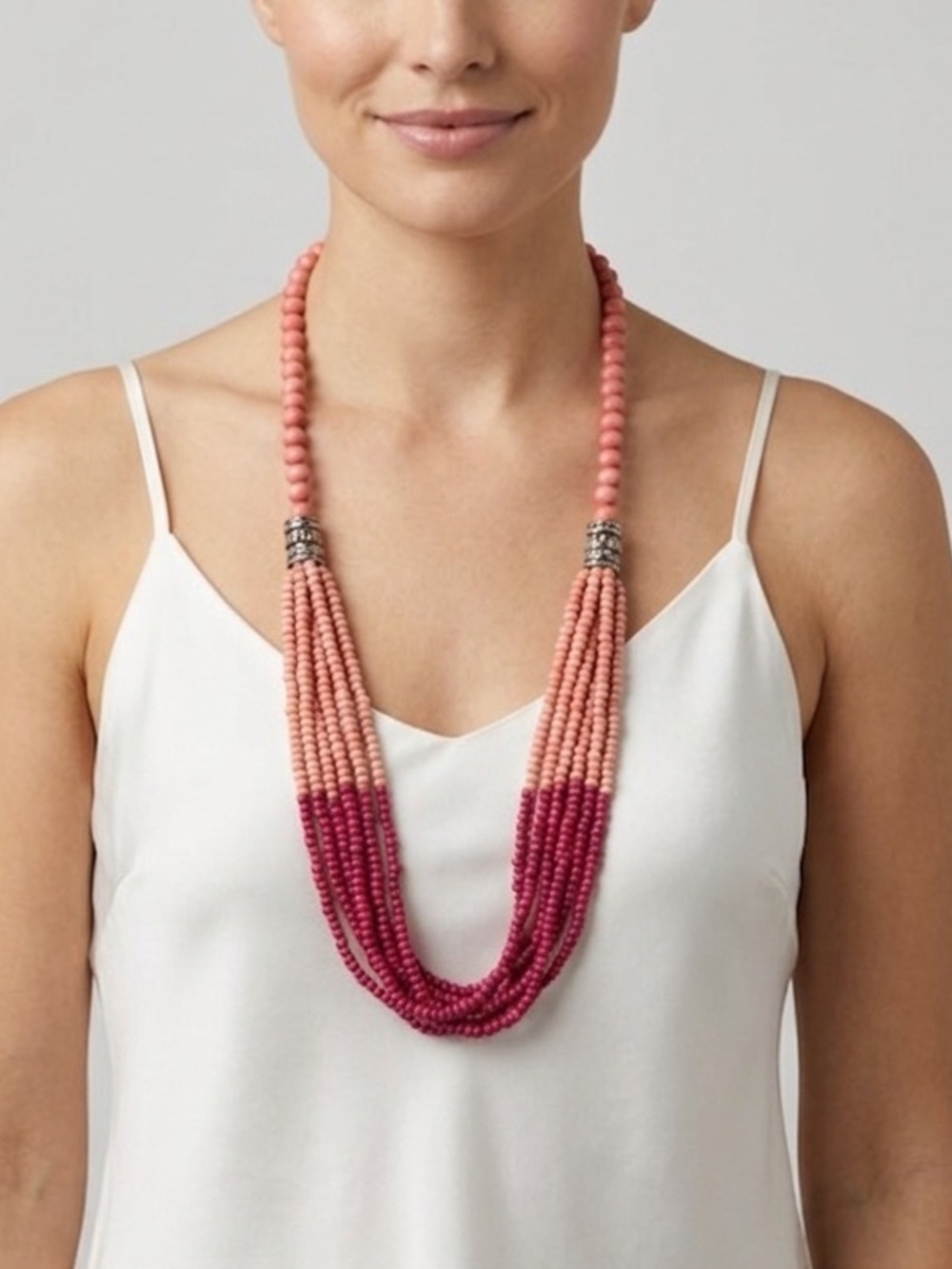 Jim Shore Pink Ombre Beaded Necklace